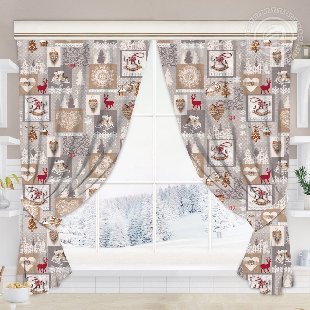 Комплект штор для кухни с подхватом «Лапландия» | Шторы для кухни | АртДизайн