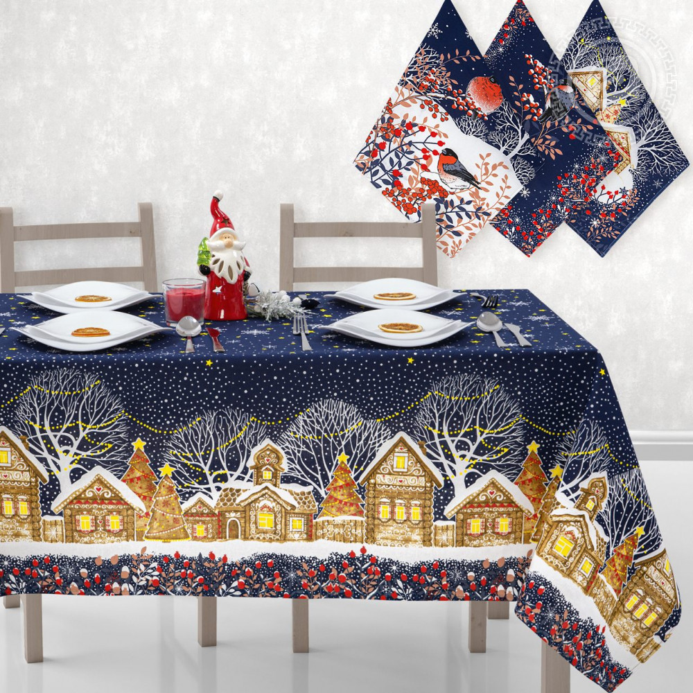 Набор подарочный из скатерти и полотенец «Полночь» | Рогожка | АртДизайн