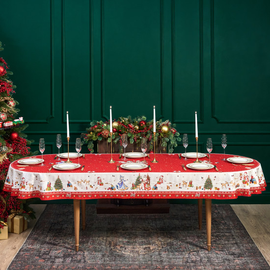 Скатерть водоотталкивающая овальная «С Новым годом!»