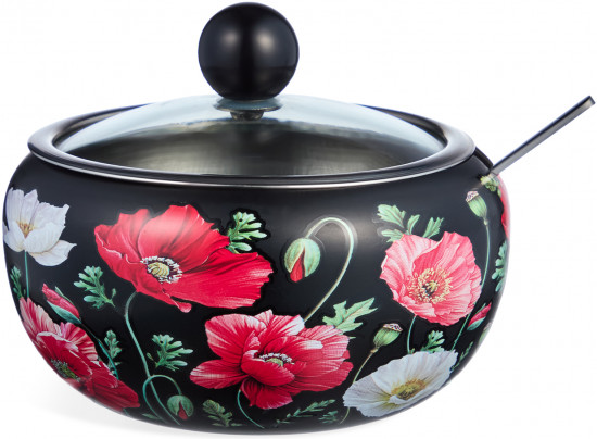 Сахарница с крышкой и ложкой «Маки»