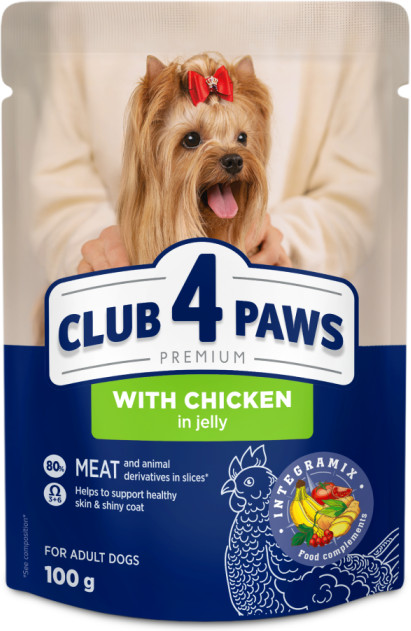 Корм с курицей в желе для взрослых собак | Club 4 Paws