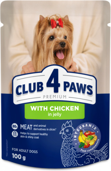 Корм с курицей в желе для взрослых собак