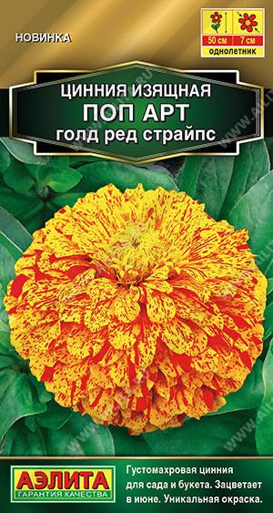 Семена циннии «Поп арт голд ред страйпс» | Золотая серия | Аэлита