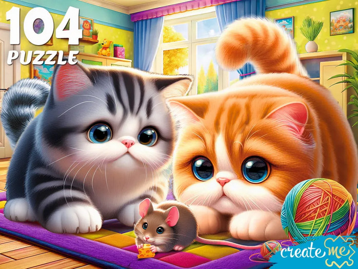 Пазл «Котята и мышонок» | Create me | Рыжий кот