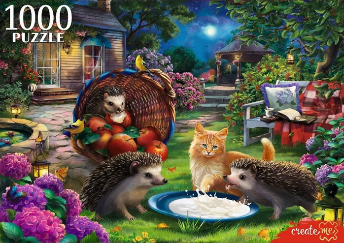 Пазл «Ежи и котёнок» | Create me | Рыжий кот