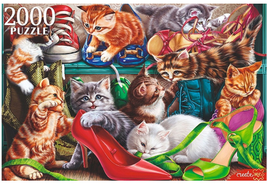 Пазл «Котята на обувной полке» | Create me | Рыжий кот