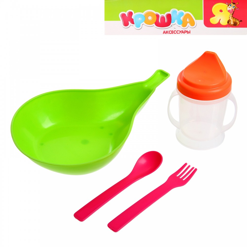 Набор детской посуды «Груша» (4 предмета), цвета в ассортименте | Крошка Я