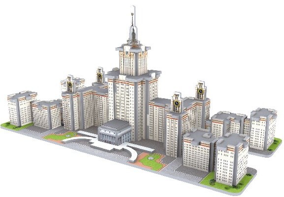 Архитектурный 3D пазл «Московский Государственный Университет» | Шедевры мировой архитектуры | CubicFun