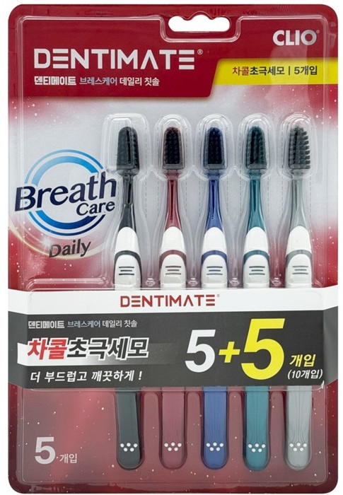 Набор зубных щеток «Dentimate Daily Breath Care Charcoal Ultra-Fine Bristle Toothbrush» | Clio