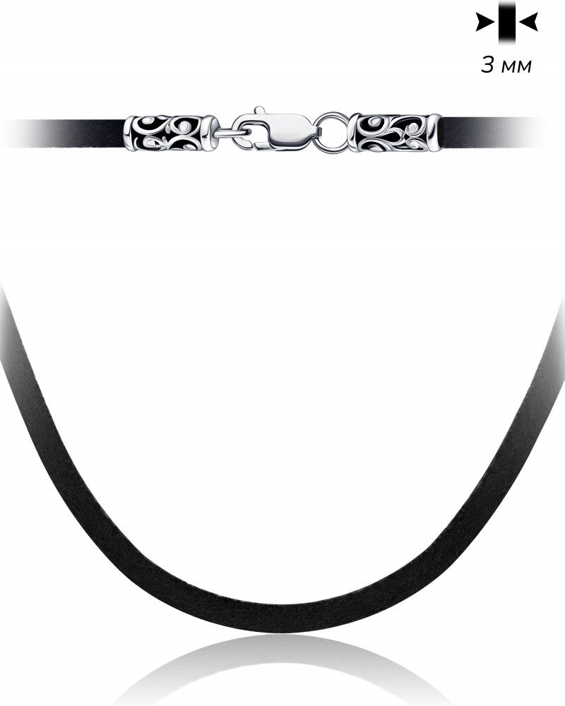 Шнурок-колье со вставкой из серебра | Lucente Silver