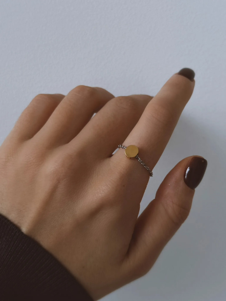 Кольцо-цепочка из серебра с позолотой | Poise | Sbleskom