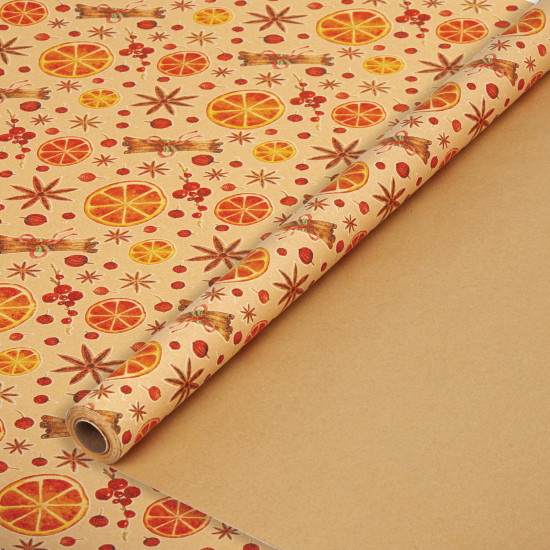 Бумага упаковочная крафт «Апельсин и корица»
