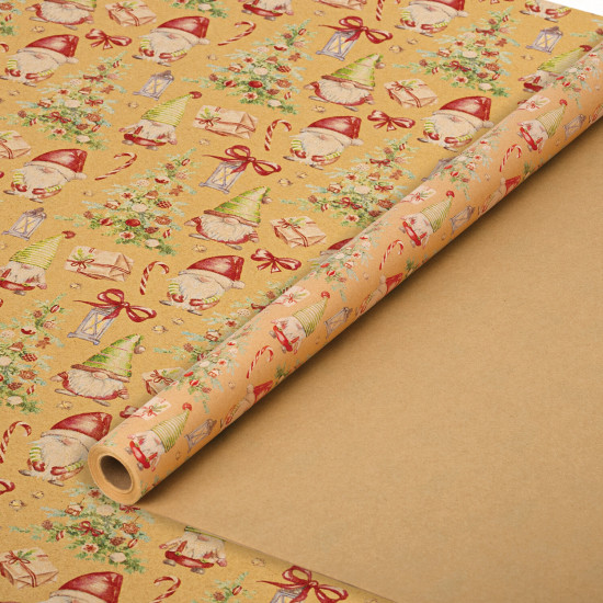 Бумага упаковочная крафт «XMAS Gnomes»