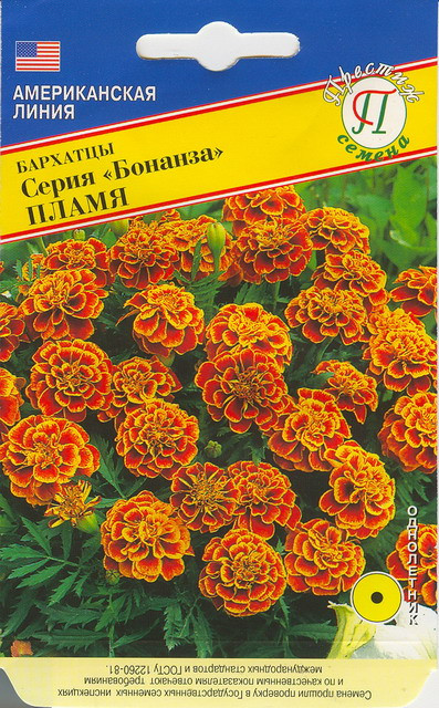 Семена бархатцев «Бонанза Пламя» | Американская линия | Престиж семена