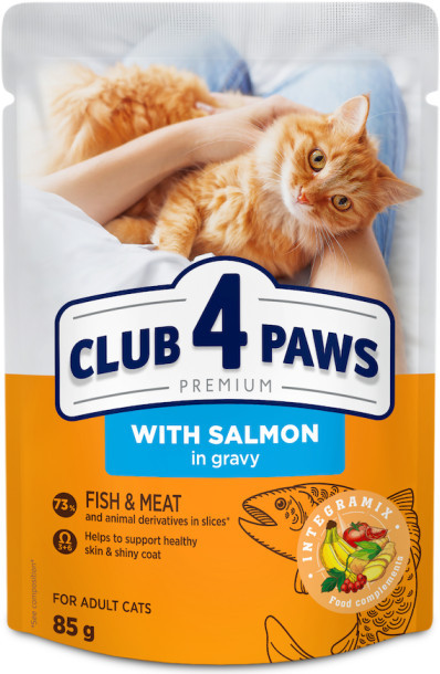 Влажный корм для взрослых кошек с лососем в соусе | Club 4 Paws