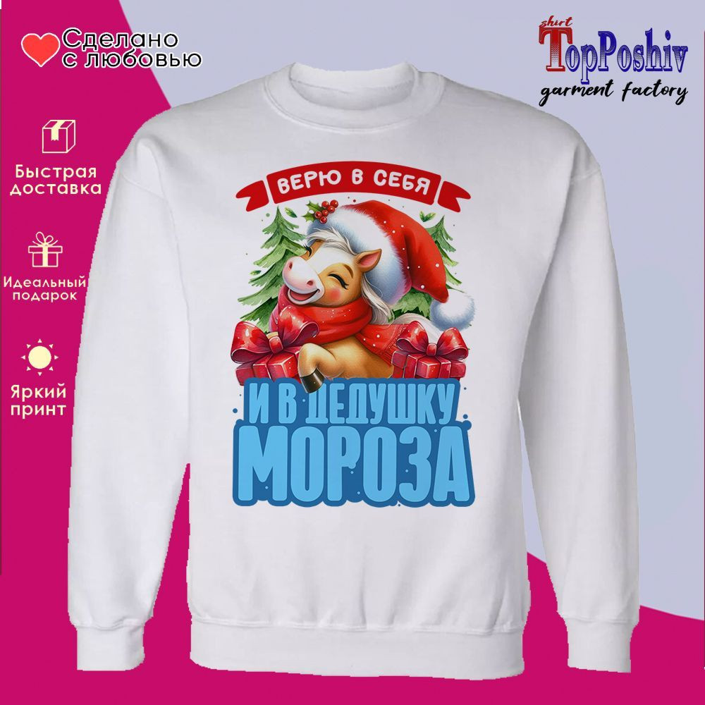 Свитшот с принтом «Верю в себя и в деда Мороза 2026» | TopPoshiv