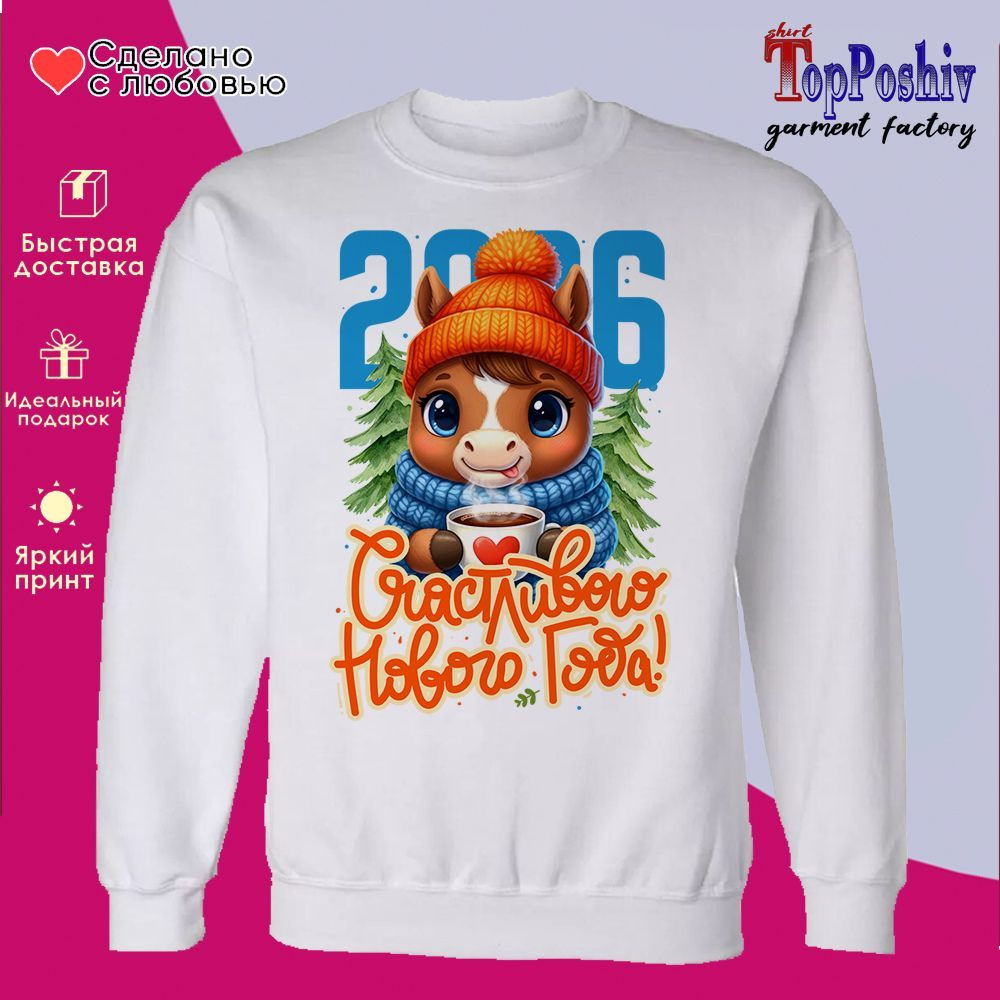 Свитшот с принтом «Счастливого нового года! 2026» | TopPoshiv
