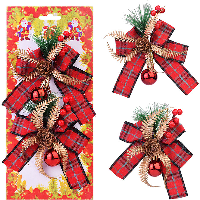 Набор новогодних украшений «Бантики с шишками» | Снеговичок