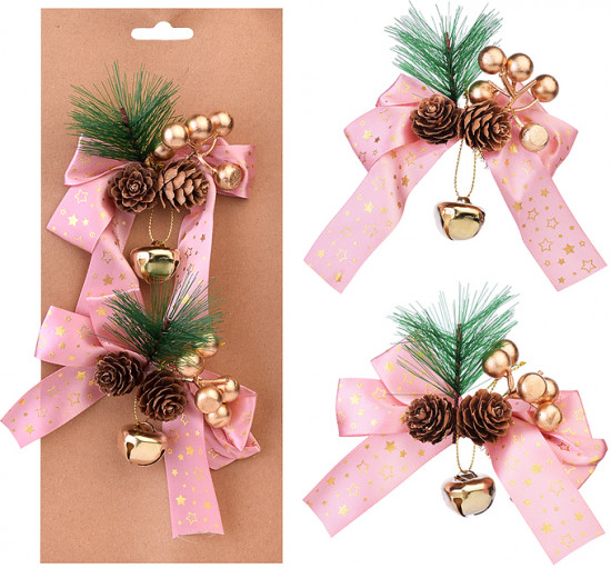 Набор новогодних украшений «Бантики с шишками»
