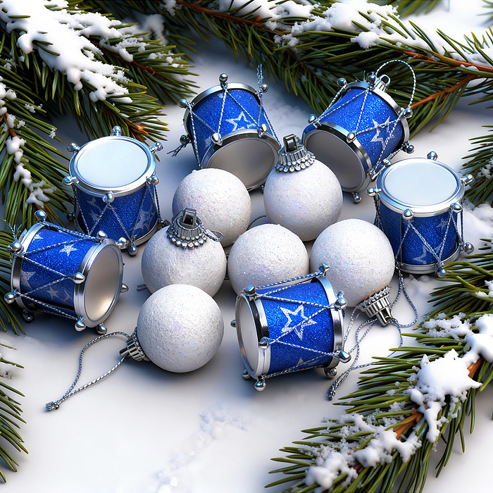 Набор новогодних украшений «Барабаны и шарики» | Снеговичок