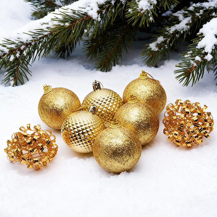 Набор новогодних украшений «Золотые шарики» | Снеговичок
