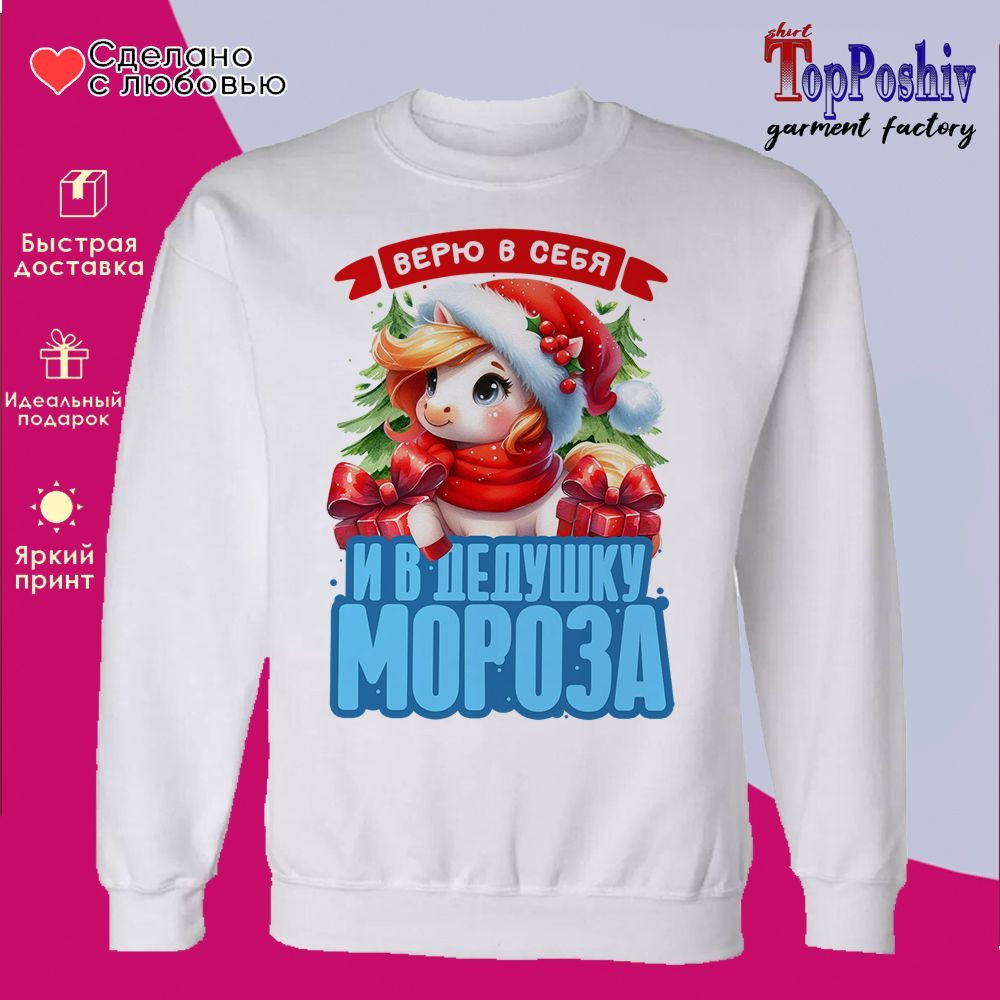 Свитшот с принтом «Верю в себя и в деда Мороза 2026» | TopPoshiv