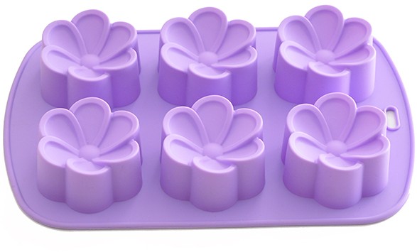 Силиконовая форма для выпечки 6 кексов «Цветы», лиловый | Fissman