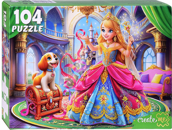 Пазл «Веселая принцесса и щенок»