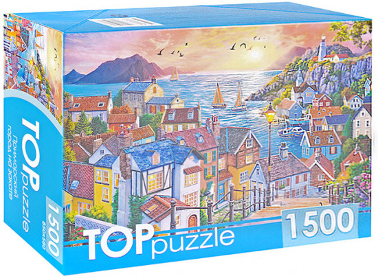 Пазл «Приморский город на закате»