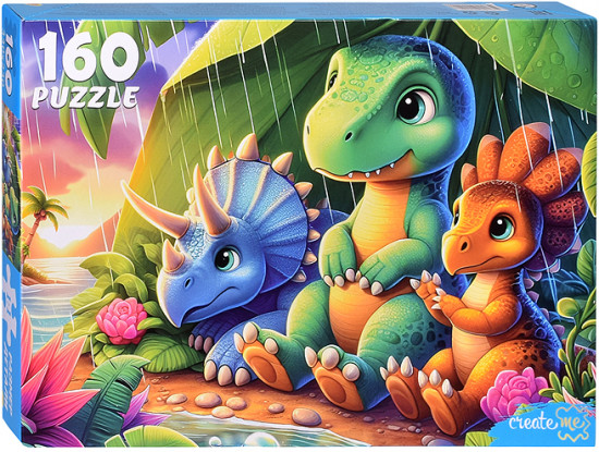 Пазл «Динозавры под дождем»