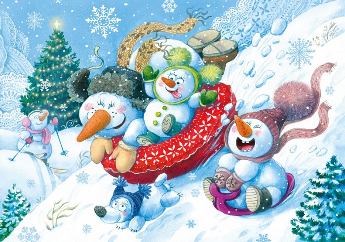 Пазл «Снеговички на горке» | Step Puzzle