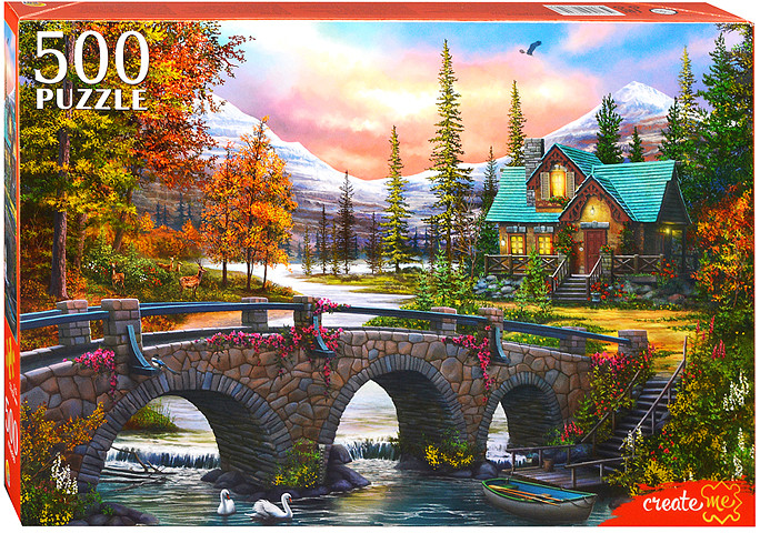 Пазл «Волшебный домик в горах» | Рыжий кот