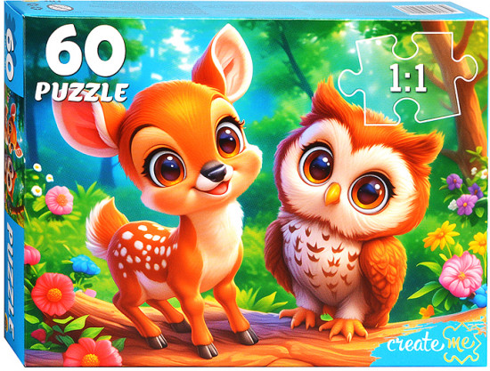 Пазл «Оленёнок и сова»