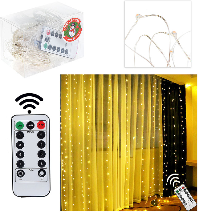 Электрогирлянда-занавес | Снеговичок