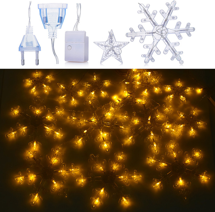 Электрогирлянда-занавес «Снежинки» | Снеговичок