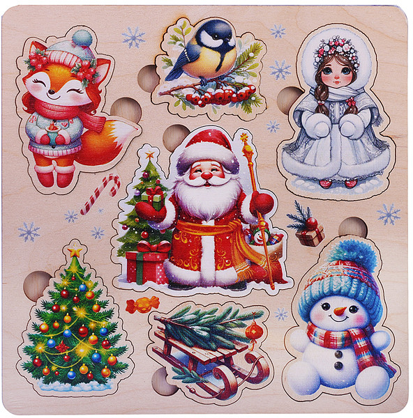 Пазл-вкладыш «Дед мороз и снегурочка»