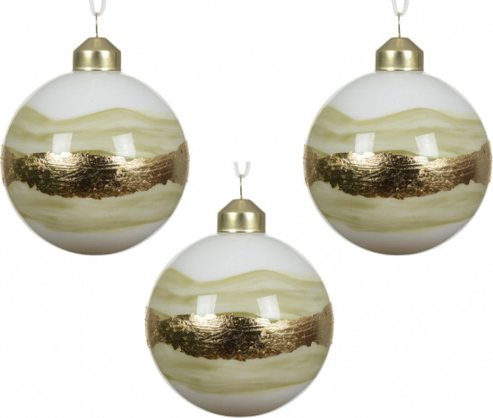 Набор шаров ёлочных с золотистой линией