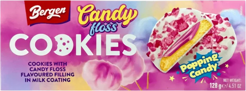Печенье с начинкой со вкусом сладкой ваты в молочной глазури Popping Candy «Candy Floss» | Bergen