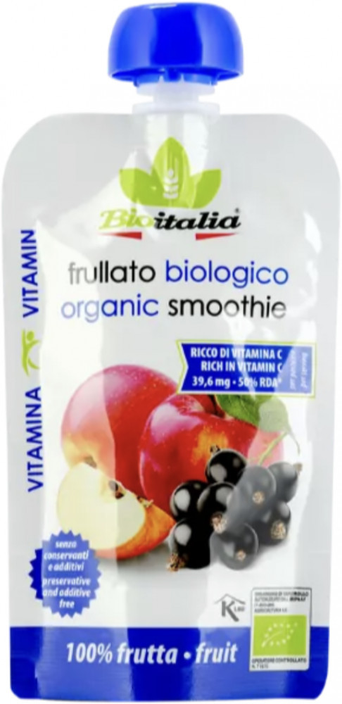 Пюре органическое из яблок и чёрной смородины | Bioitalia