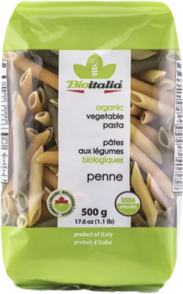 Макароны органические овощные из цельной пшеницы «Penne rigate» | Bioitalia