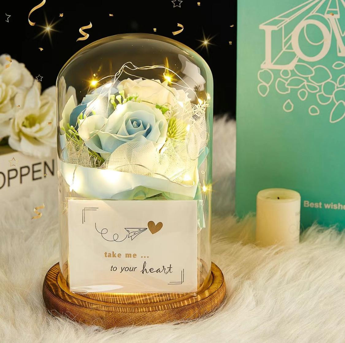 Ночник с подсветкой «Роза в колбе» | OEM