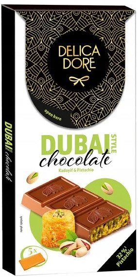 Шоколад с фисташковым кремом и катаифом «Kadayif & Pistachio» | Dubai style | Delicadore