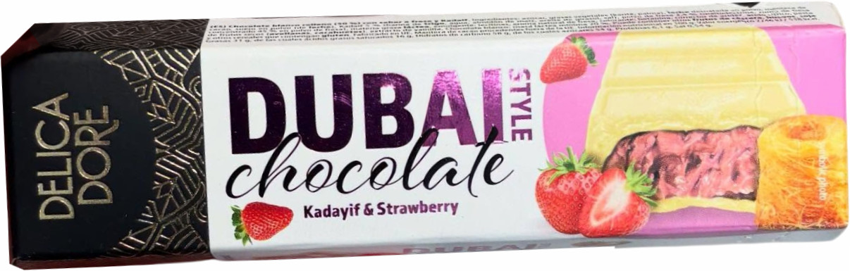 Шоколад белый с клубникой и катаифом «Kadayif & Strawberry» | Dubai style | Delicadore