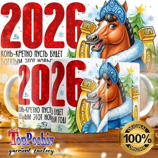 Кружка с принтом «2026 конь-кретно пусть будет богатым»