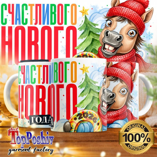 Кружка с принтом «Счастливого Нового года 2026»