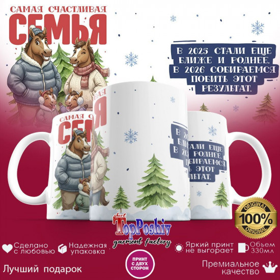 Кружка с принтом «Самая счастливая семья (2)»