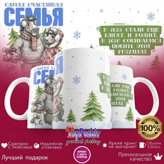 Кружка с принтом «Самая счастливая семья»
