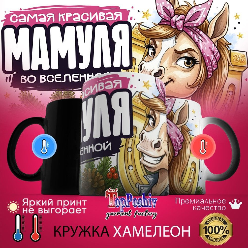 Кружка-хамелеон с принтом «Самая красивая мамуля во вселенной» | TopPoshiv