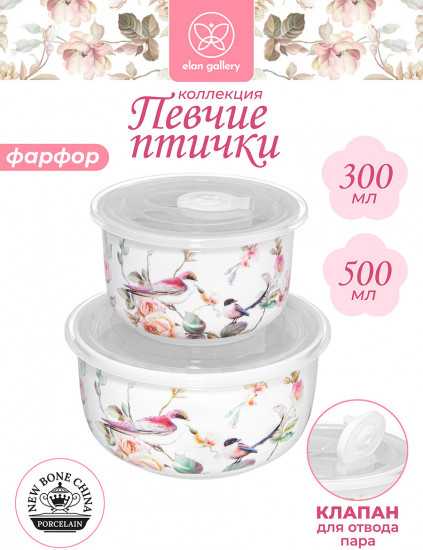 Набор салатников с крышками «Певчие птички»