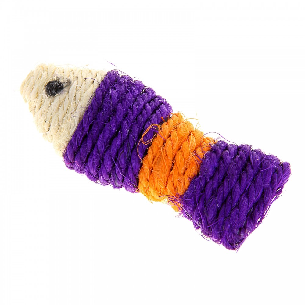 Игрушка-когтеточка сизалевая Рыбка-полосатик (11 см), цвет в ассортименте